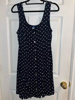 Navy Dress with White Polka Dots